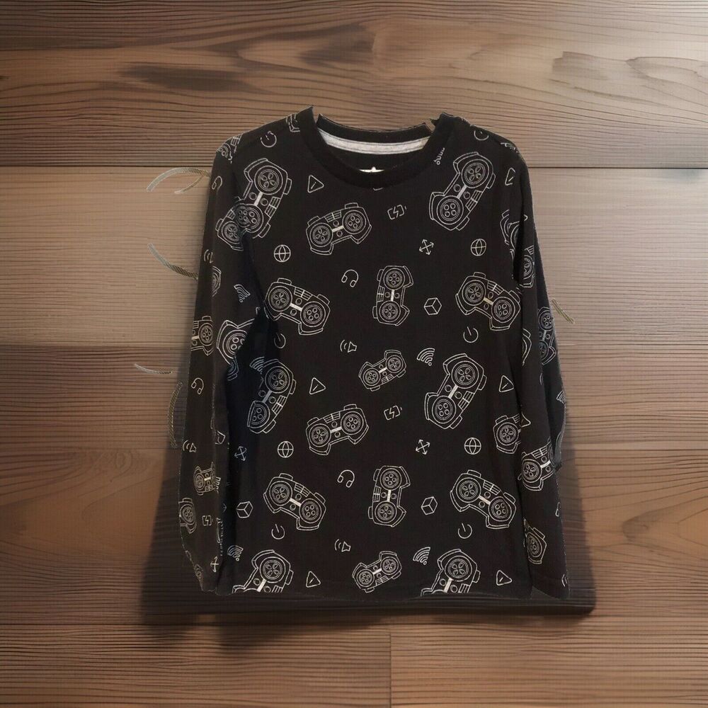365 Kids Garanimals Video Game Controller Shirt Boys Size 7 Long Sleeve Black